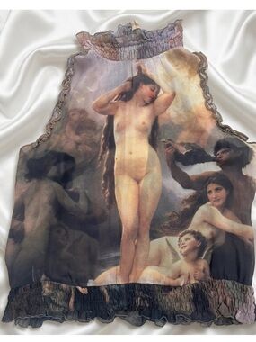 RARE Dolce & Gabbana 1993 Birth of Silk Chiffon High Neck Top
